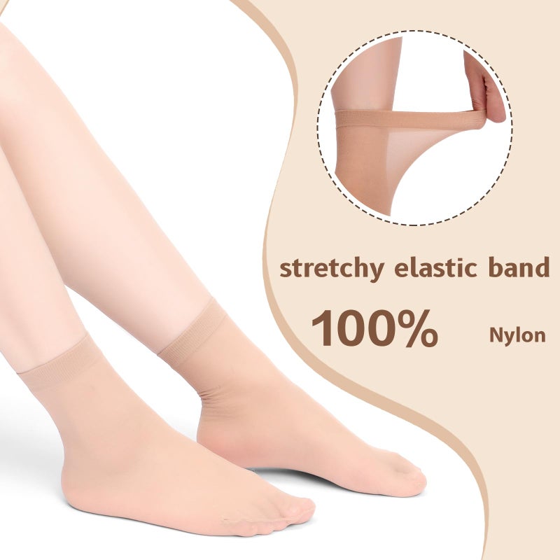 MANZI 12 Pairs Women's Ankle High Sheer Socks, 12 Pairs Natural - Image 4